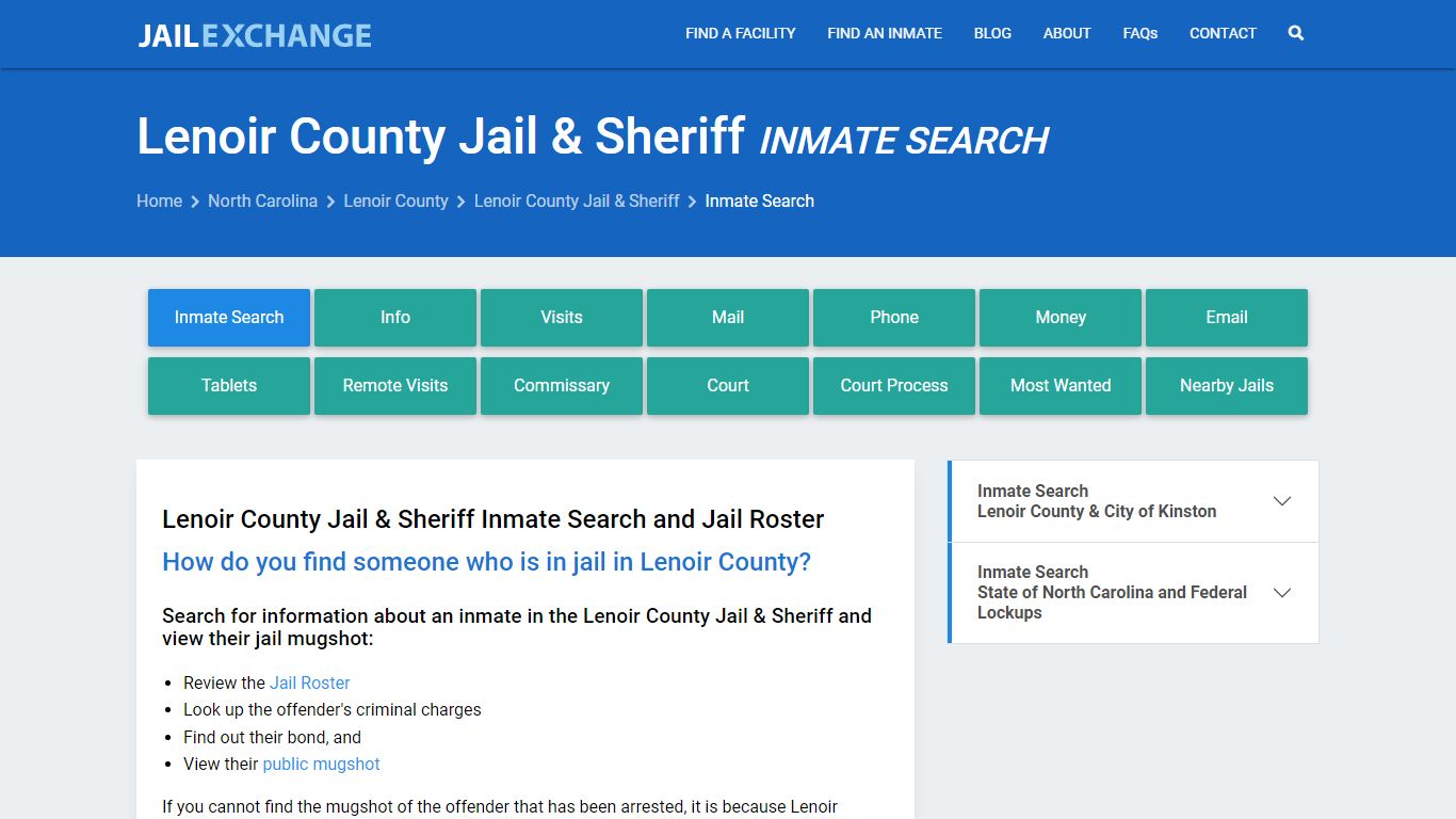 Lenoir County Jail & Sheriff Inmate Search - Jail Exchange